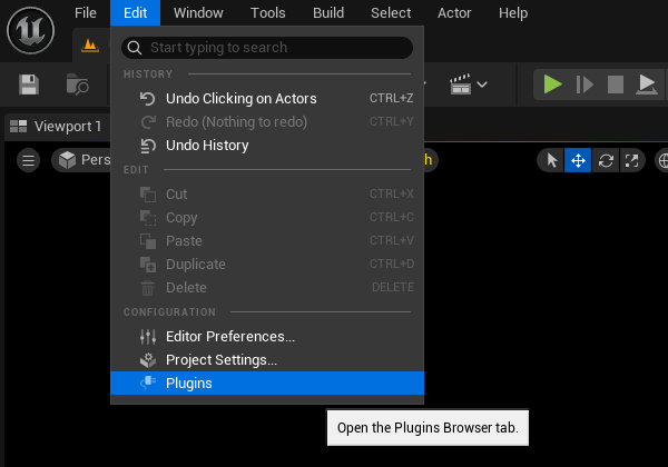 Editor plugins menu