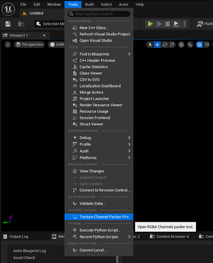 Editor plugins menu